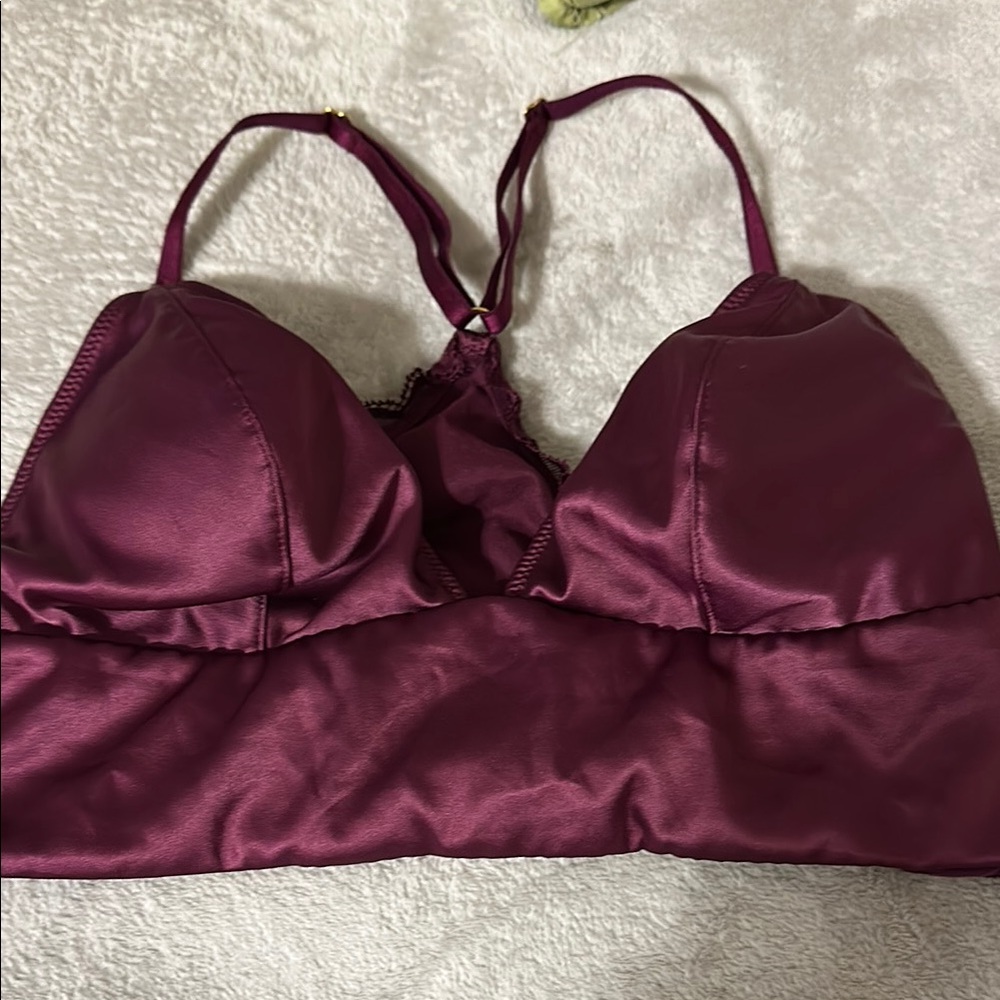 Size Medium Victoria's Secret Purple Satin Bralette with Molded Cups